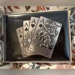 BLAZIN ROXX SILVER PLAYING CARDS BUCKLE